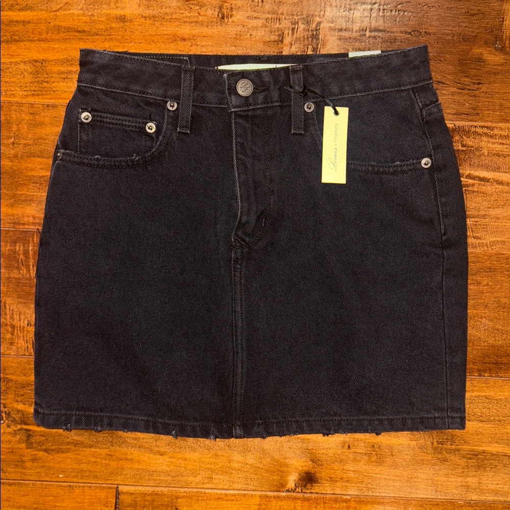 NWT Lovers + Friends Black Denim mini skirt size 25 NEW $128